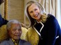 Smiling Mandela Meets Clinton at His South Africa Home